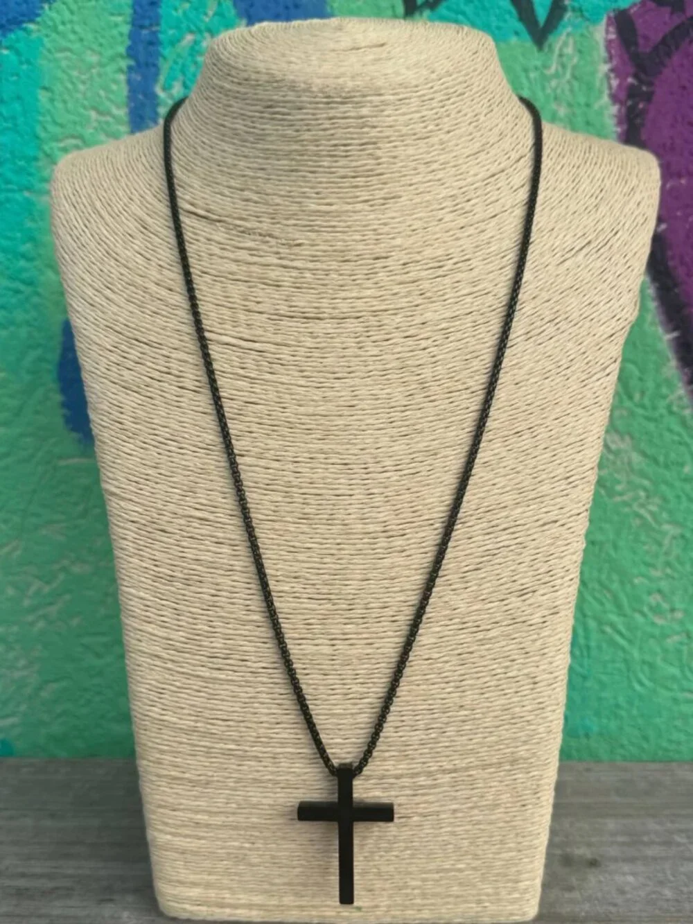 The Savior's Love - Men's Unisex Black Cross Necklace